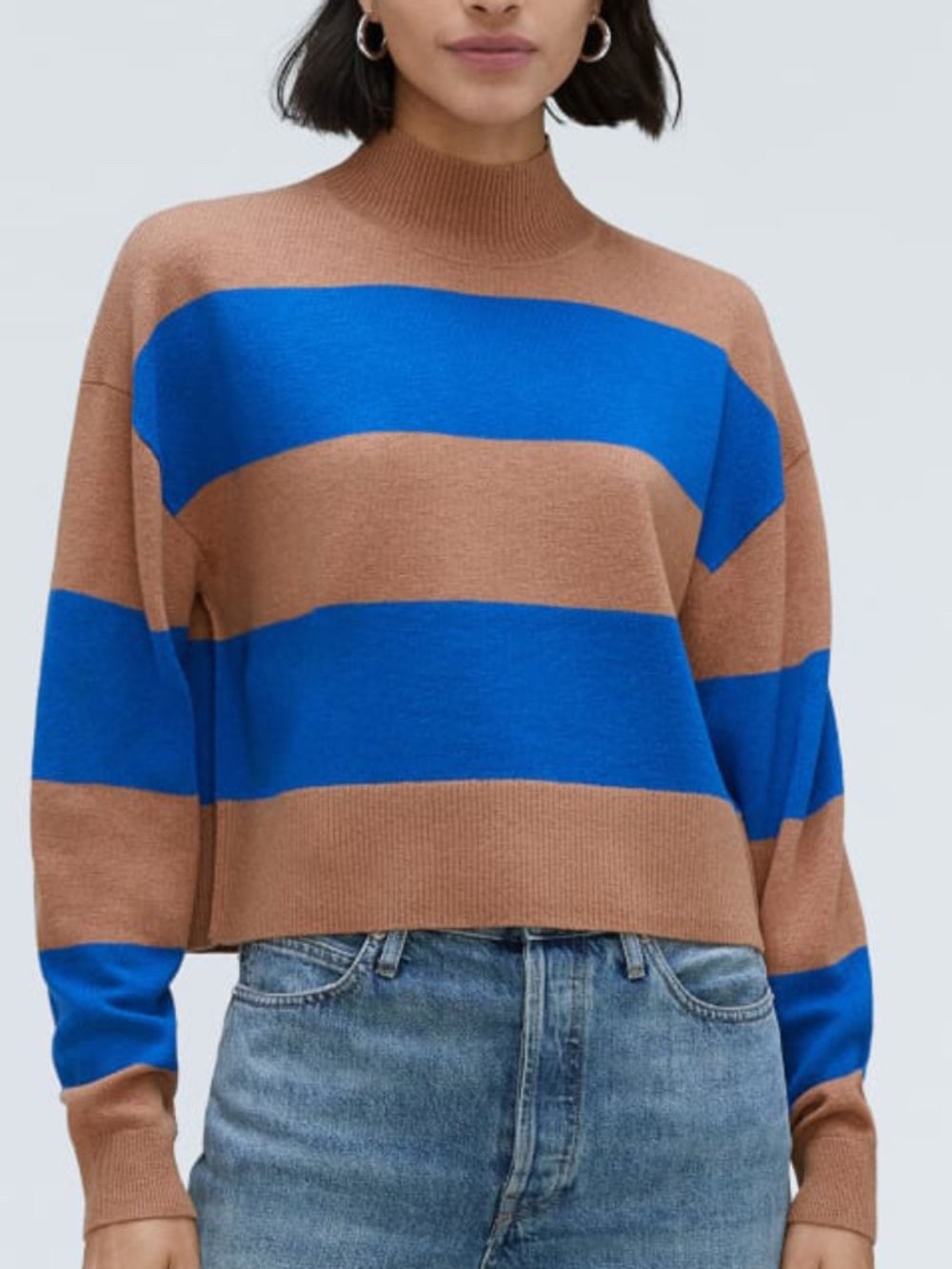 Everlane The Luxe Merino Turtleneck Wool Yak Stripe Sweater XL